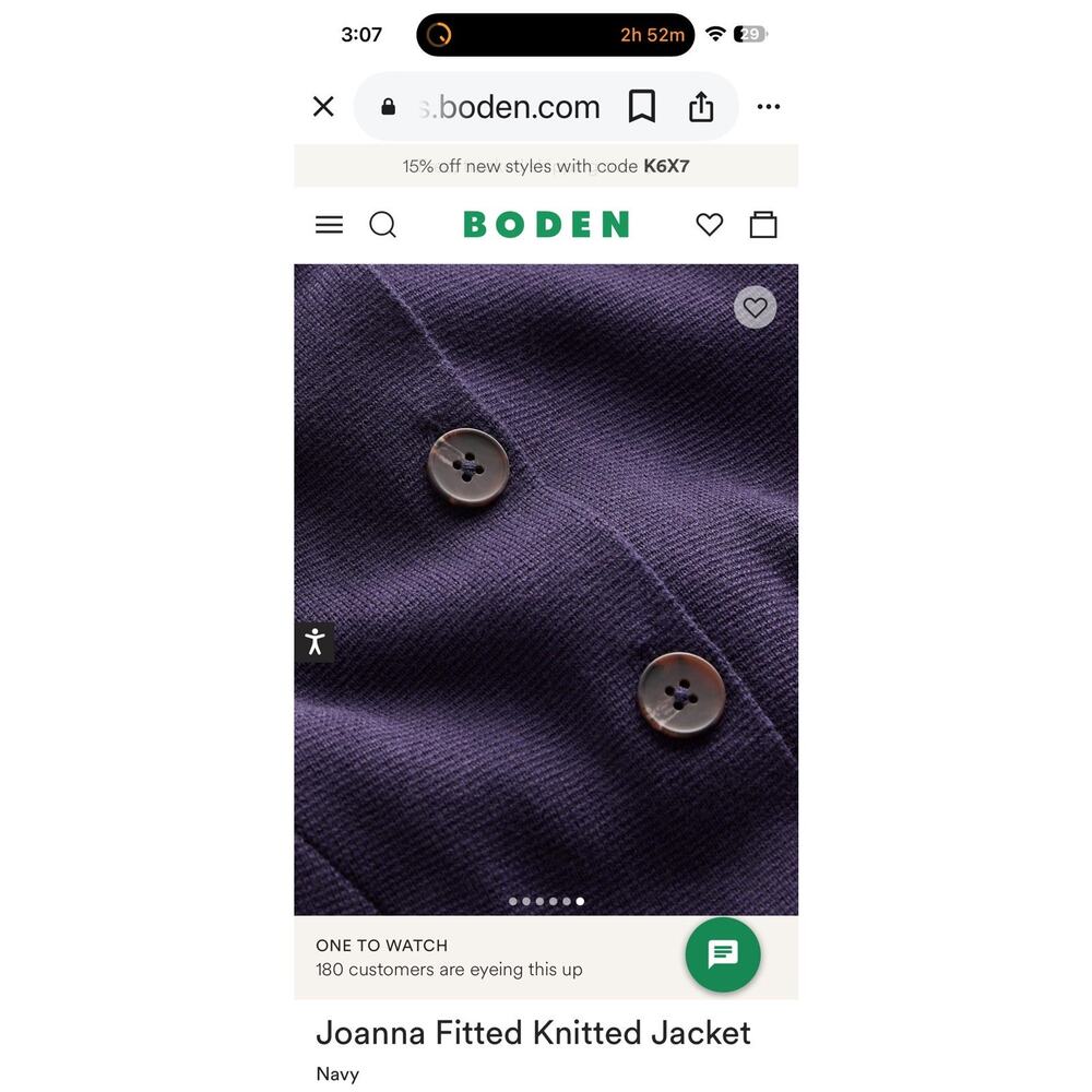 BODEN Joanna Cotton Knit Jacket Button Down Navy Blue Style Sz 8 - Picture 10 of 10